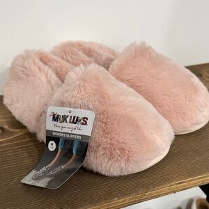 Muk Luks Women's Plush Slip-On Slippers in Blush Pink